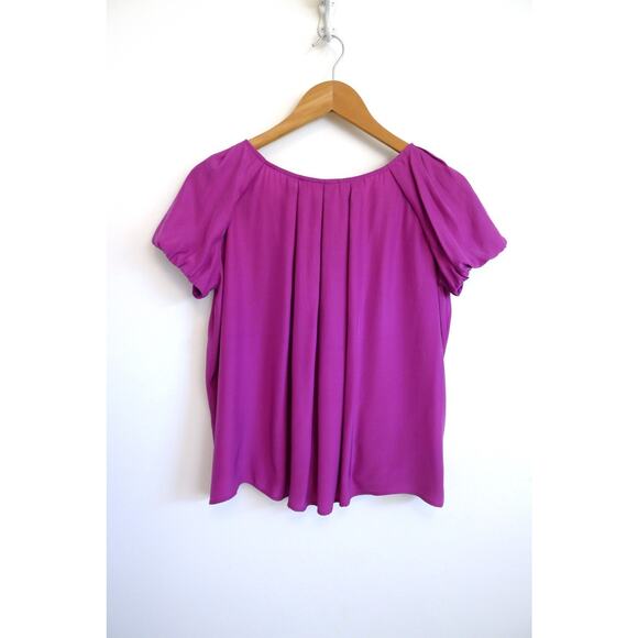 ULLA JOHNSON Silk Pleat Bubble Sleeve Top Tee Blouse Fuschia Shopbop 4 S $320 - Picture 6 of 7